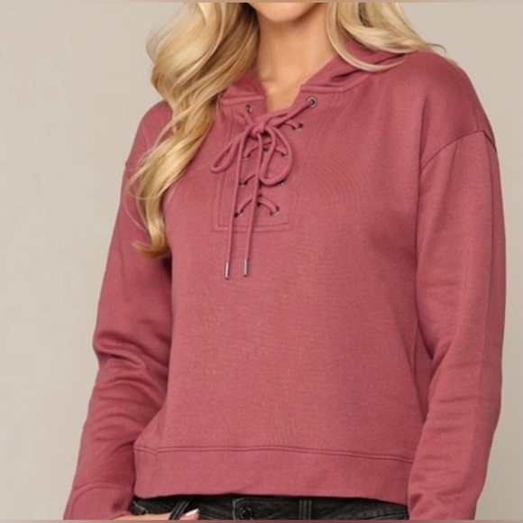 ValMarie Tops - Women's Lace-Up Rose Hoodie